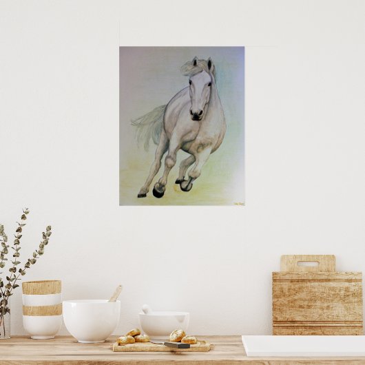 Poster van witte paarden (Keuken)