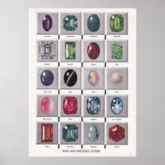 Poster van zeldzame en edelstenen (Voorkant)