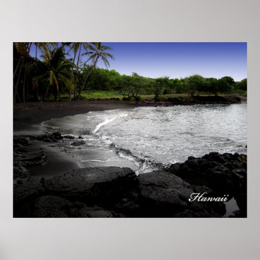 Poster van zwart zandstrand (Voorkant)