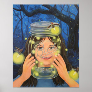 Poster Vangst en vrijgave (vuurvliegjes)