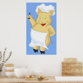 Poster Varkenskensschurft met Schort afdrukken (Keuken)