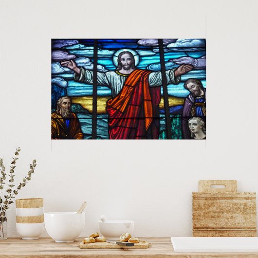 Poster Venster Glas in lood (Keuken)