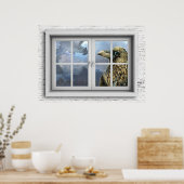 Poster Venster Uitzicht (Keuken)