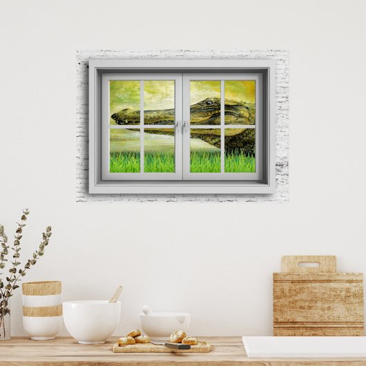 Poster Venster Uitzicht (Keuken)