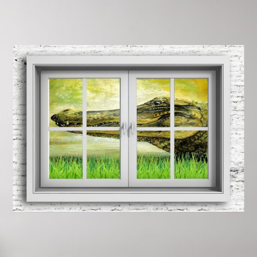 Poster Venster Uitzicht (Voorkant)