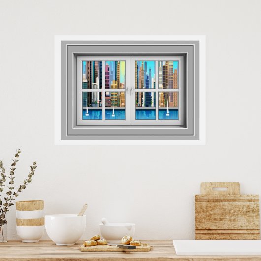 Poster Venster Uitzicht (Keuken)