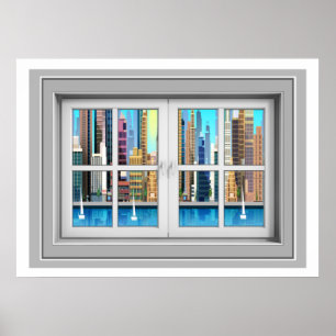 Poster Venster Uitzicht