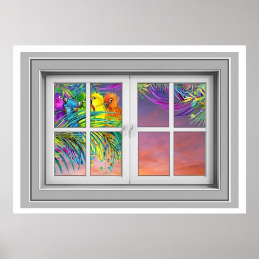 Poster Venster Uitzicht (Voorkant)