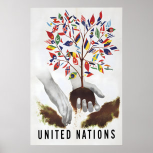 Poster Verenigde Naties 1947 Voorspoed samen