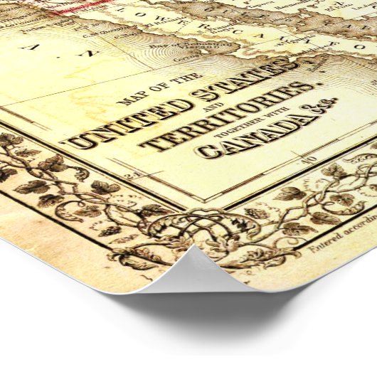 Poster Verenigde Staten Map (Hoek)