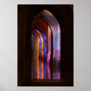 Poster - Verlichting kathedraal Glas in lood