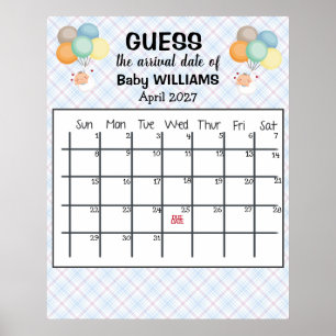 Poster Vervaldatum kalender Baby-ballonnen