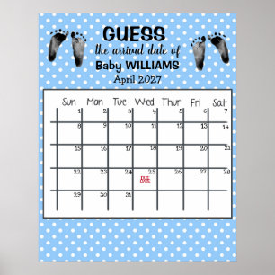 Poster Vervaldatum kalender Baby Voetafdruk 