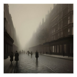 Poster - Victoriaans straat van Londen