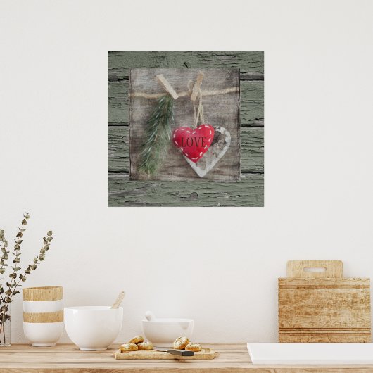 Poster Vierkant LOVE Rustige stijl (Keuken)