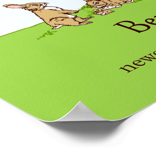 Poster Vingerafdrukstructuur baby (kleur, Bunnies) (Hoek)