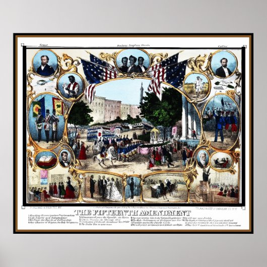 Poster vintage 15e amendementsviering 1870 (Voorkant)