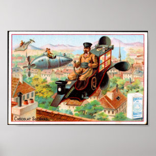 Poster Vintage Franse chocolade ad steampunk