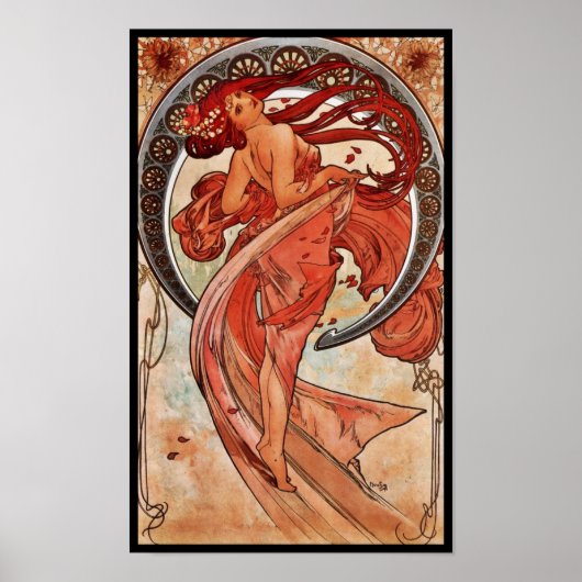 Poster Vintage Kunst Alfons Mucha 1898 Dansen (Voorkant)