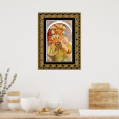 Poster Vintage Kunst Alphonse Mucha Met Frame (Keuken)