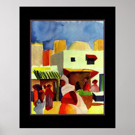 Poster Vintage Kunst August Macke Algiers Markt (Voorkant)