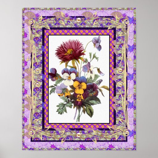 Poster Vintage Kunst Bloemen (Voorkant)