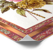 Poster Vintage Kunst Bloemen Roze Met Frame (Hoek)
