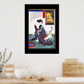 Poster Vintage Kunst Japanse Vrouw Kat (Keuken)