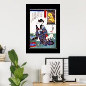 Poster Vintage Kunst Japanse Vrouw Kat (Thuiskantoor)