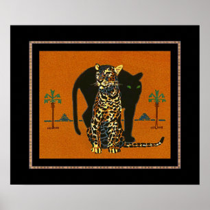 Poster Vintage Kunst Luipaard