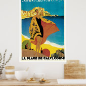 Póster vintage La Plage Calvi: Roger Broders Poster (Keuken)