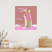 Poster Vintage Retro Roze Meisje Diva 2 (Keuken)