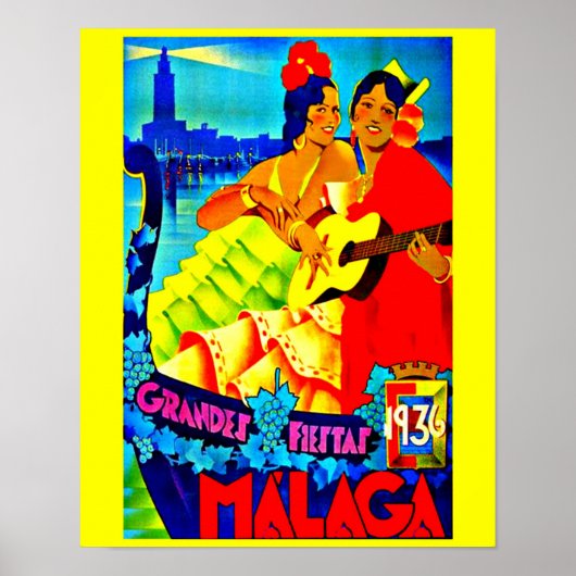 Poster-Vintage Travel Art-Malaga Poster (Voorkant)