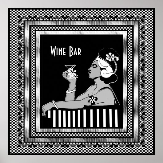 Poster Vintage Wijnbar Art Deco (Voorkant)