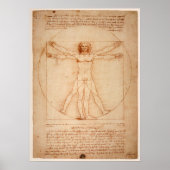 Poster Vitruviaans Man door Leonardo da Vinci (Voorkant)