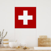 Poster vlag Zwitserland in 3D (Keuken)