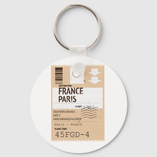 Poster vliegticket Parijs frankrijk Sleutelhanger (Voorkant)