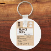 Poster vliegticket Parijs frankrijk Sleutelhanger (Voorkant)