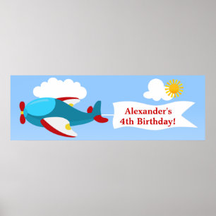 Poster vliegtuigbanner Boy Birthday Banner