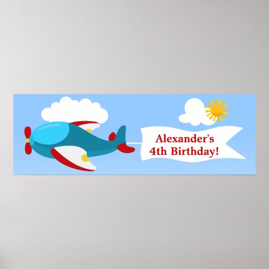 Poster vliegtuigbanner Boy Birthday Banner (Voorkant)
