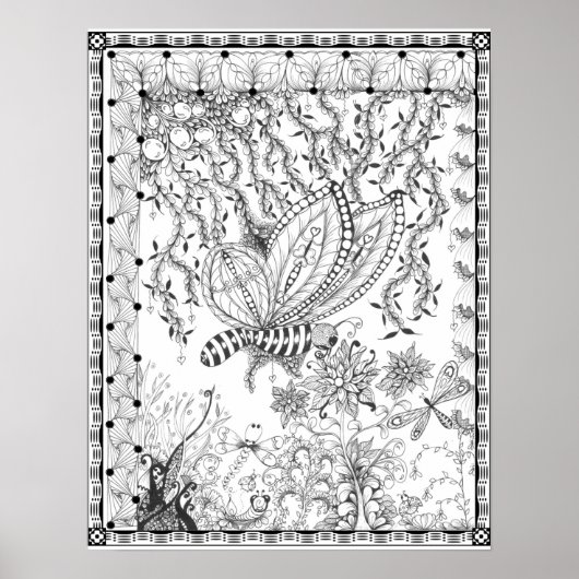 Poster "vlinderkussen van mevrouw Dee" kleuren (Voorkant)