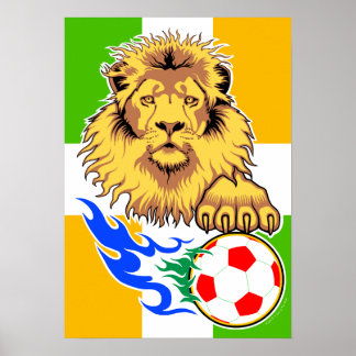 Poster Voetbal Soccer Lion in Ierland of Ivoorkust