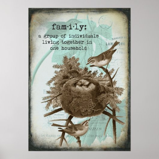 Poster  vogelfamilie (Voorkant)