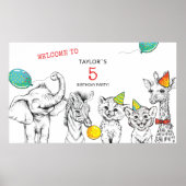 Poster voor 5e verjaardagsfeestje. (Voorkant)