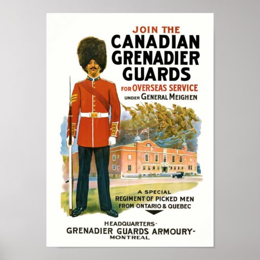 Poster voor aanwerving van Canadese Grenadier Guar (Voorkant)