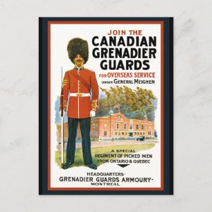 Poster voor aanwerving van Canadese Grenadier Guar Briefkaart
