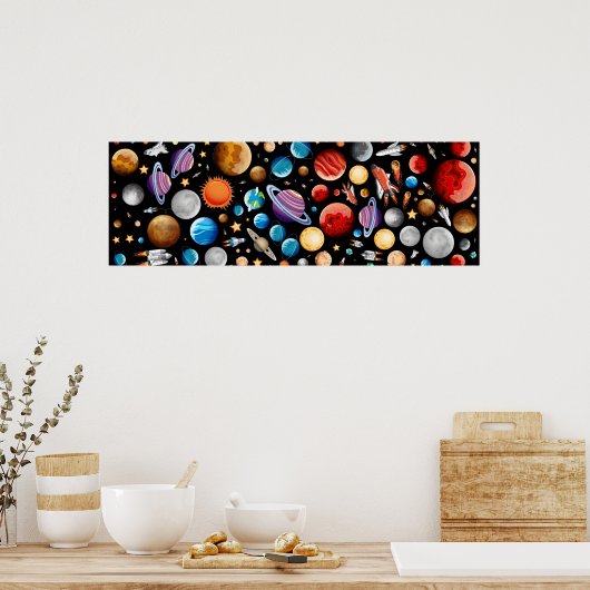 Poster voor achtergrond van het zonnestelsel (Keuken)
