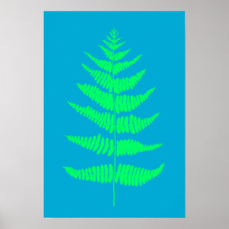 Poster voor afdrukken van Bright Aqua Blue Fern-Pl