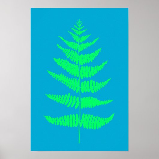 Poster voor afdrukken van Bright Aqua Blue Fern-Pl (Voorkant)