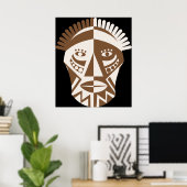 Poster voor Afrikaanse maskerbruin ecru op maat (Thuiskantoor)